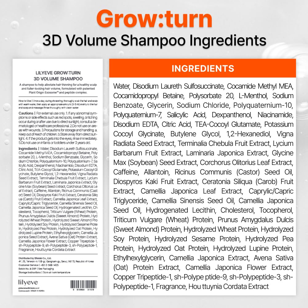 lilyeve GROWTURN bottle back showing Exosome-infused formula notes