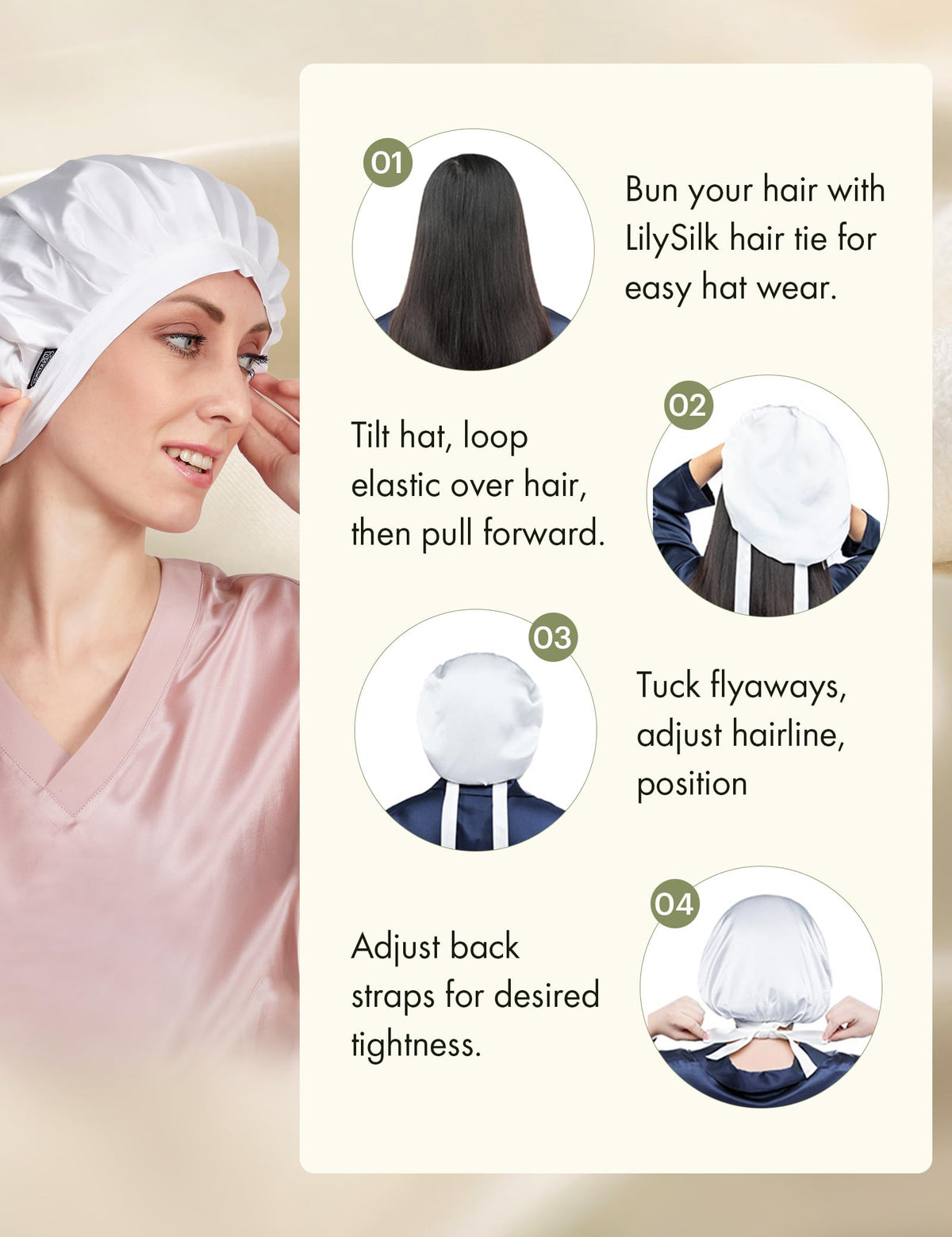 LilySilk curly-hair-friendly sleep cap protects waves overnight.