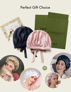 LilySilk one-size-fits-most cap adapts with gentle drawstring for comfort.