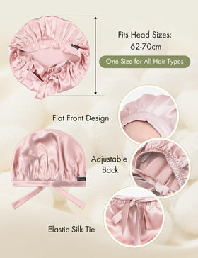 LilySilk Rosy Pink Silk Bonnet adjustable elastic drawstring for a secure, comfortable fit