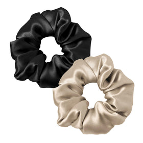LilySilk silk hair scrunchies in black gently hold hair with minimal friction