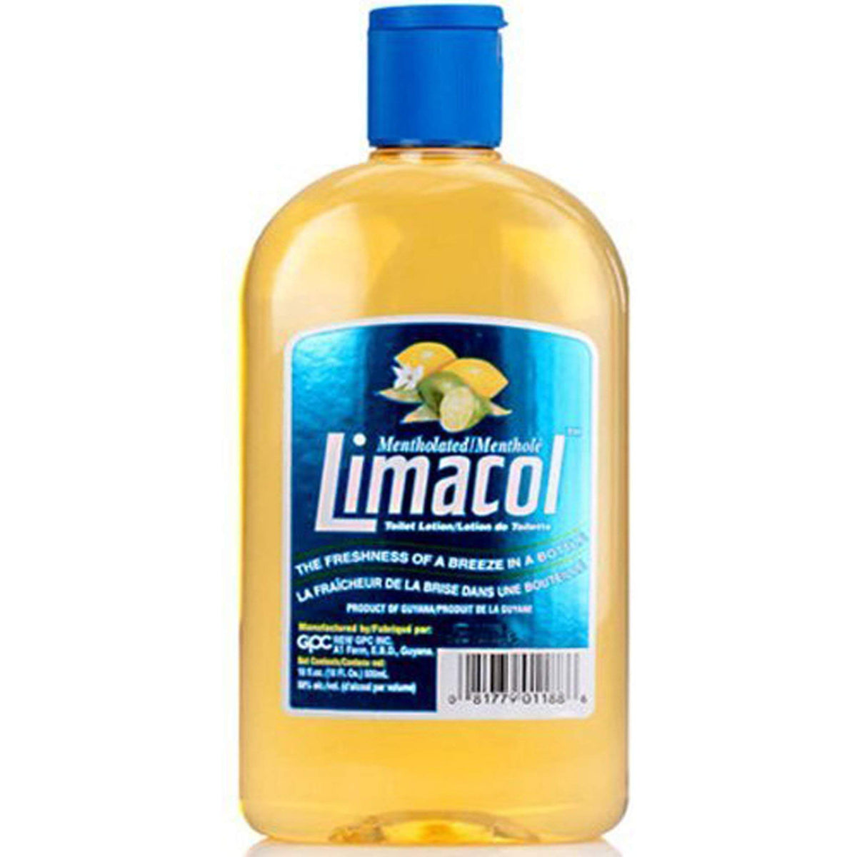 Limacol Mentholated-Large 16oz bottle for refreshing aftershave and deodorant use.