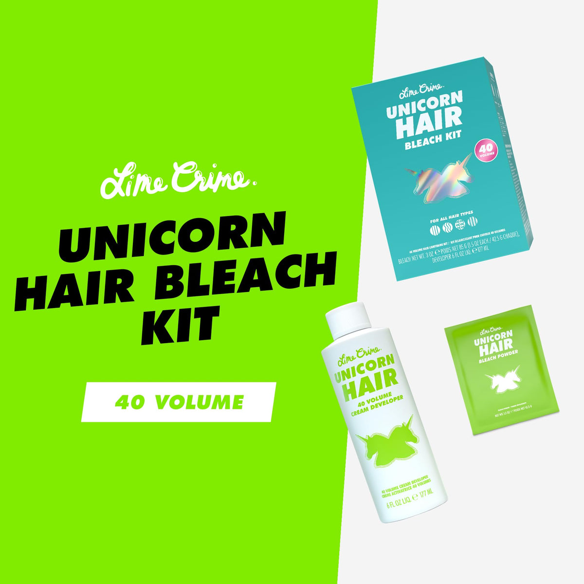Powder bleach pack from Lime Crime Unicorn Hair Bleach Kit.