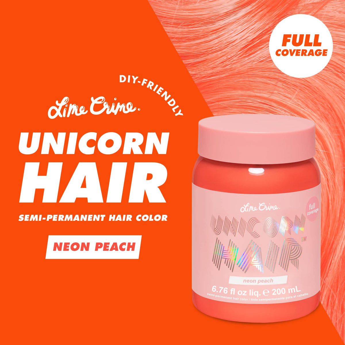Lime Crime Unicorn Hair Dye packaging highlights vegan, cruelty-free formula for safe color.