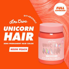 Lime Crime Unicorn Hair Dye packaging highlights vegan, cruelty-free formula for safe color.
