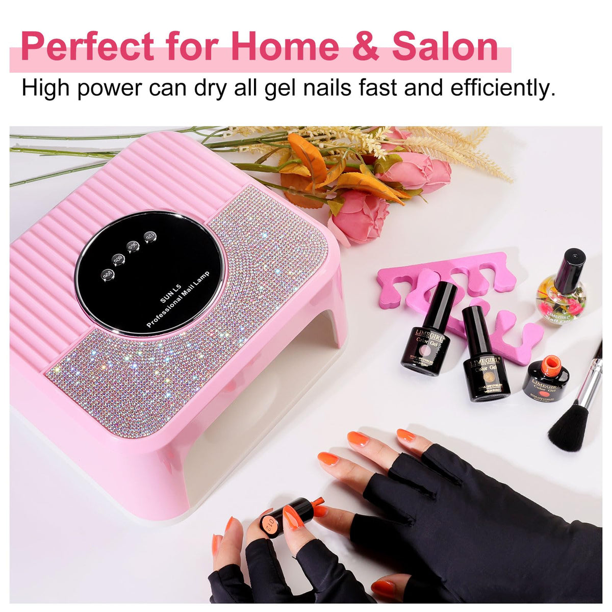 Four timer modes on LimeGirl nail lamp enable flexible drying