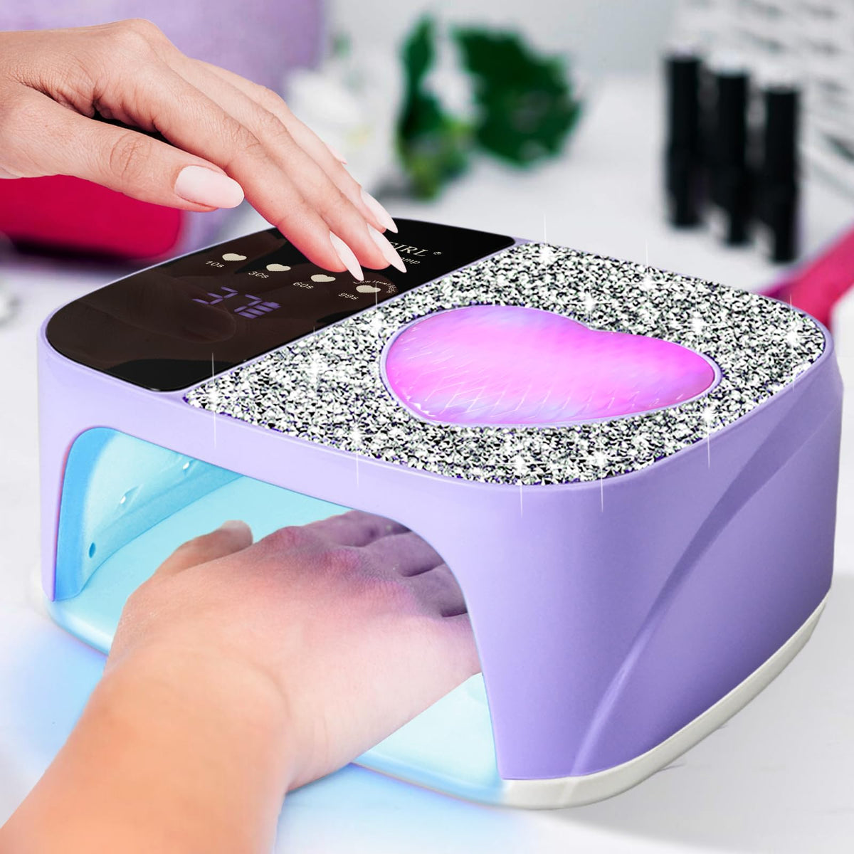 LimeGirl auto-sensor infrared on light up for hands-free operation.