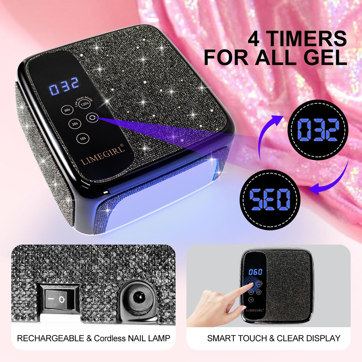 LimeGirl Rechargeable lamp lasts up to four hours after a two-hour charge