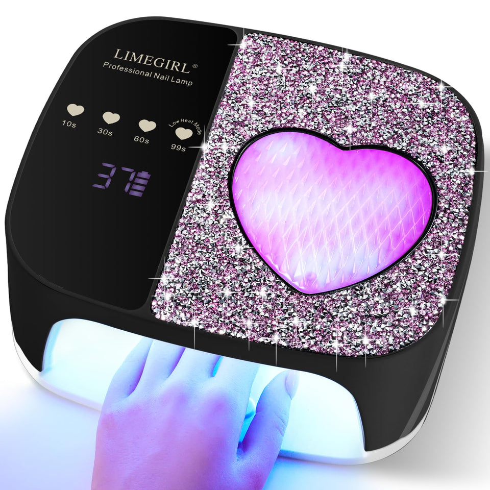 LimeGirl UV LED Nail Lamp Kit front view shows sleek black design for home use