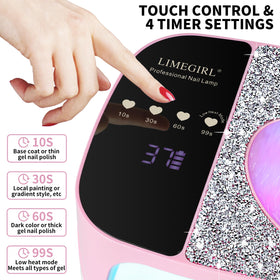 LimeGirl UV LED Nail Lamp Kit rhinestone cover adds stylish detail