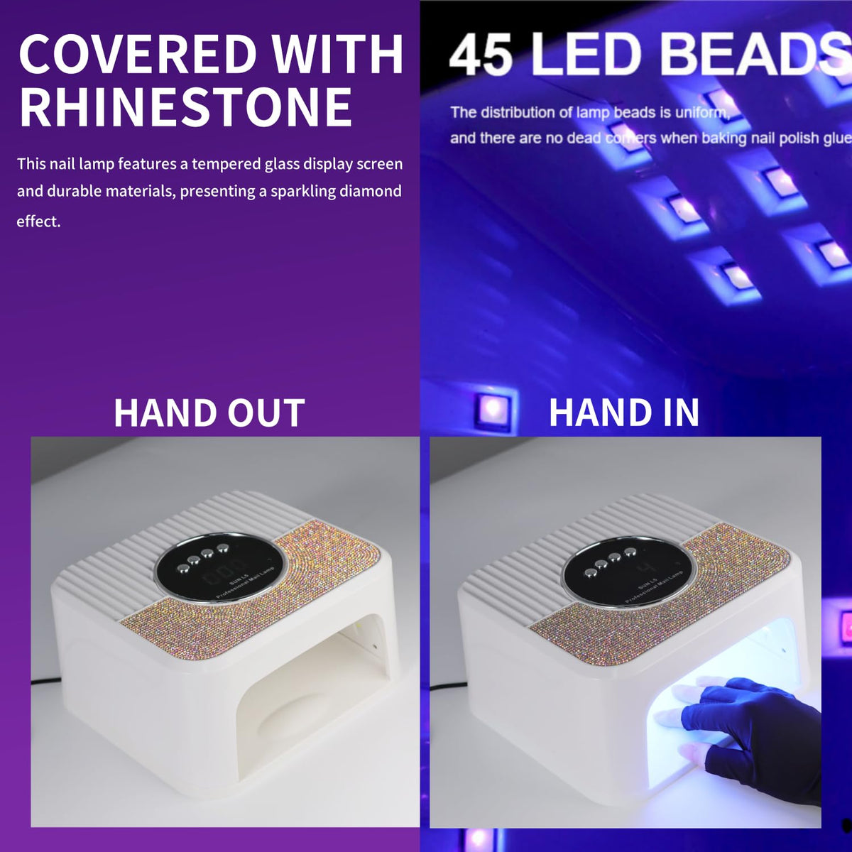 LimeGirl UV LED nail lamp top display highlights timer and curing controls.