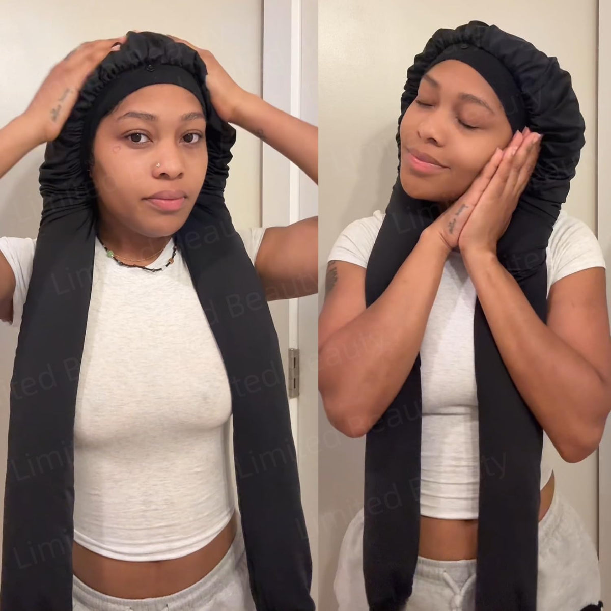 Limited Beauty breathable fabric bonnet stays cool during wear.