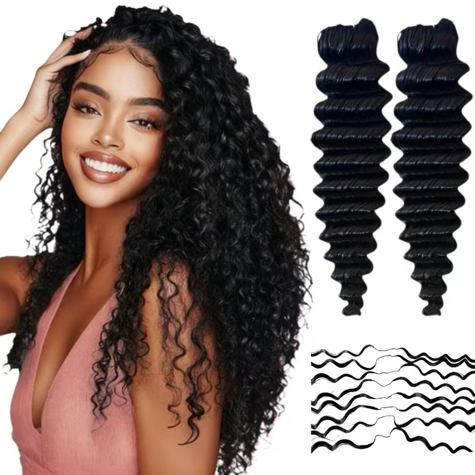 Limited Beauty Deep Wave crochet extensions in 18-inch length for natural blend