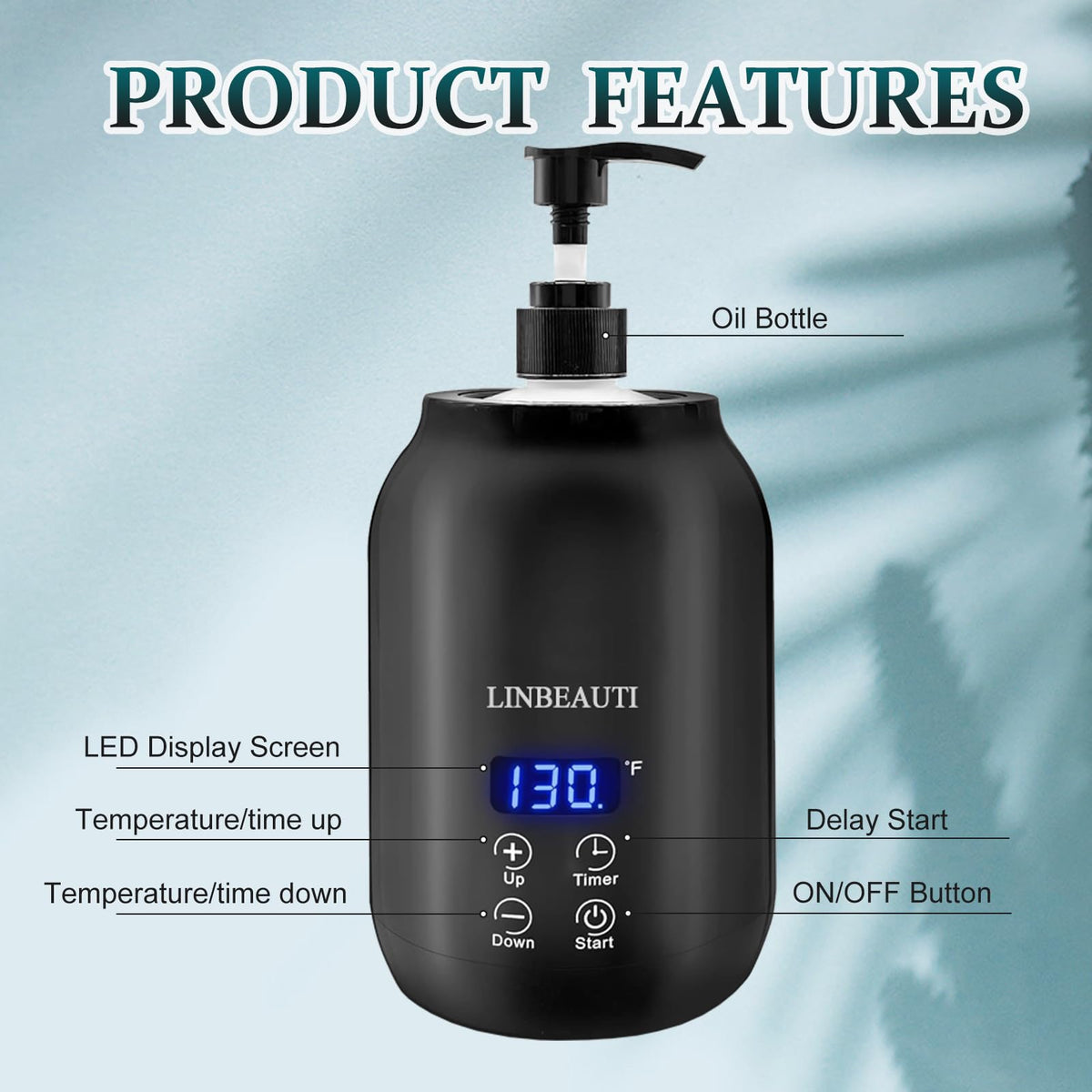 LINBEAUTI dual oil bottle dispensers in use for consistent spa-grade warmth