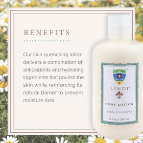 Lindi Skin body lotion applied to forearm demonstrates nourishment in action.