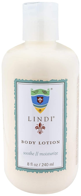 Lindi Skin body lotion bottle front view for sensitive skin comfort.