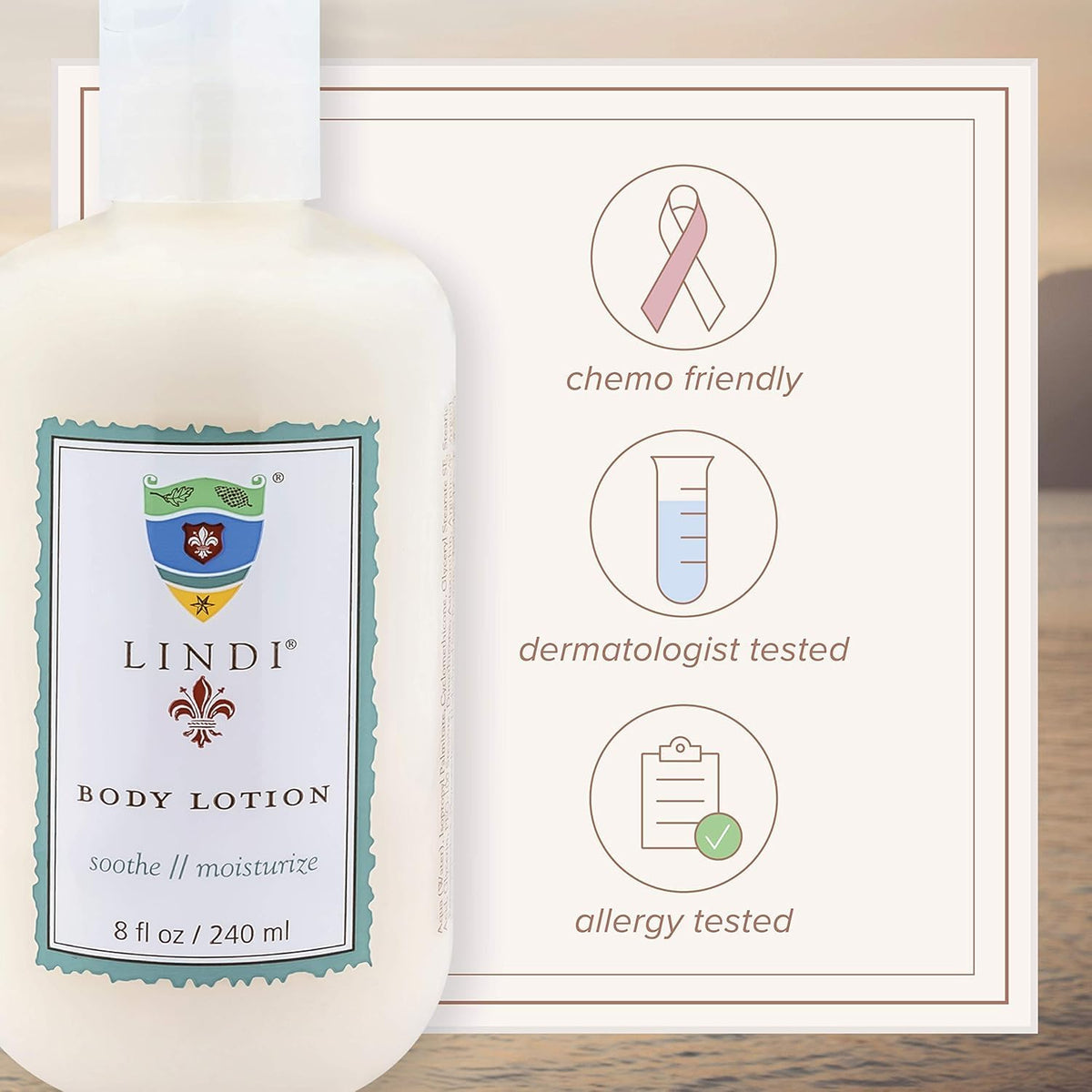 Lindi Skin body lotion on arm close-up shows smooth, non-greasy feel.