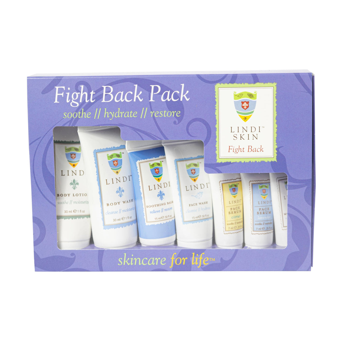 Lindi Skin Fight Back Pack body lotion and body wash set for sensitive skin