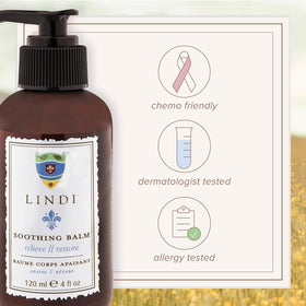 Soothing balm on sunburned skin offering gentle comfort with Lindi Skin.