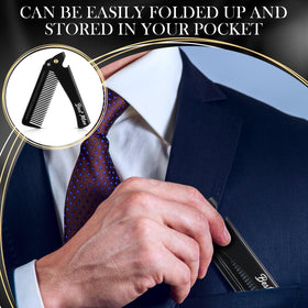 Lineshading bottle-opener beard comb, practical multi-use tool for event favors.