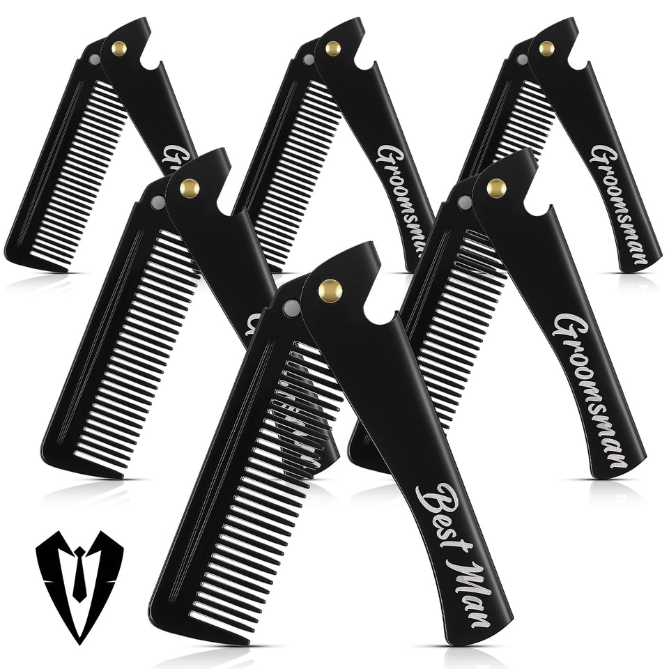 Lineshading folding beard comb for best-man kit, ideal for quick grooming on the go.