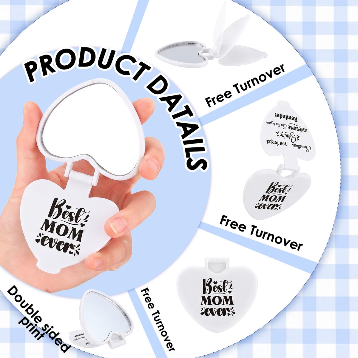 Lineshading Folding compact mirror white, protects the reflection during travel