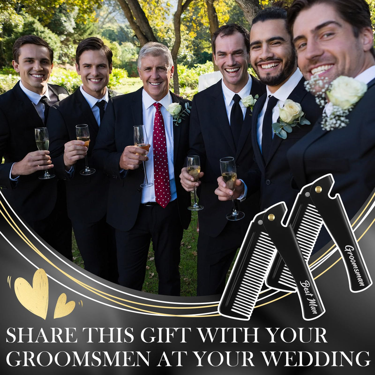 Lineshading grooming gift set, six-piece collection ideal for weddings and bachelor parties.
