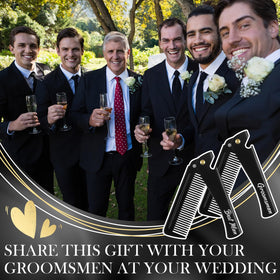 Lineshading grooming gift set, six-piece collection ideal for weddings and bachelor parties.
