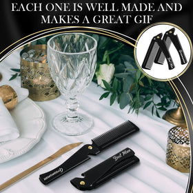 Lineshading groomsmen gift package featuring six stainless steel folding combs.