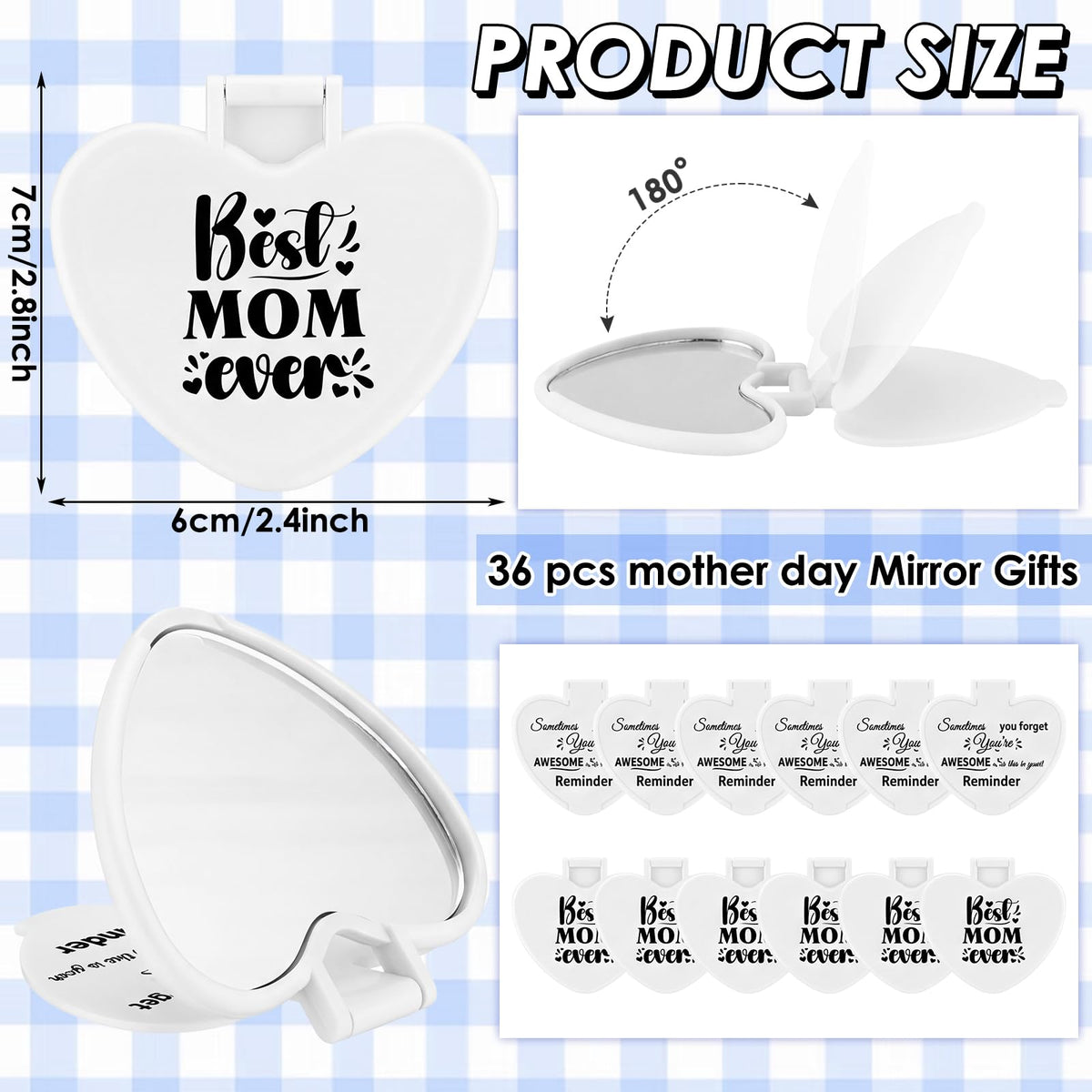 Lineshading Heart-shaped pocket mirror white, ideal as a small party favor for events