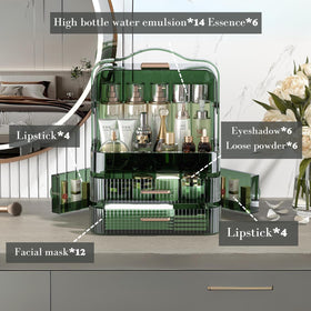 LINFIDITE large makeup organizer with drawers provides ample space for palettes and bottles.
