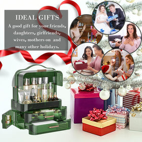 LINFIDITE compact storage for jewelry and accessories alongside cosmetics.