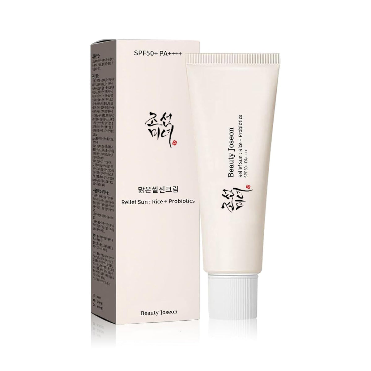 LING LI TE LLT sunscreen SPF50+ bottle showing the rice-and-probiotics formula for daily UV defense