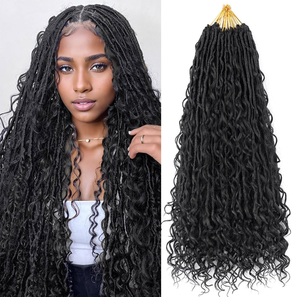 Linkrose Boho Faux Locs close-up curls show natural texture.