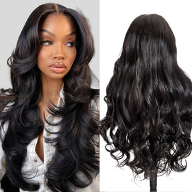 Linrkeyy synthetic 13x6 HD lace front wig with body wave for natural daily wear.