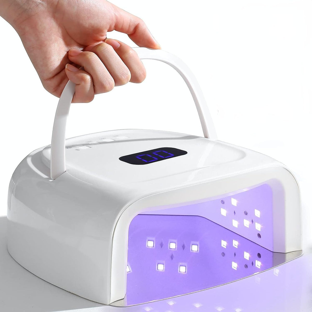 Linssy 60W nail lamp front view for fast gel curing at home.