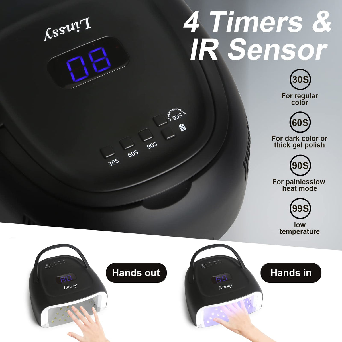 Linssy cordless nail dryer with handle for travel