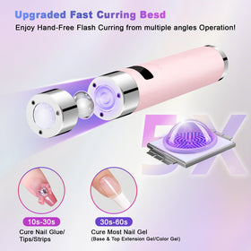 Crystal LED beads deliver focused light for faster gel nail curing.