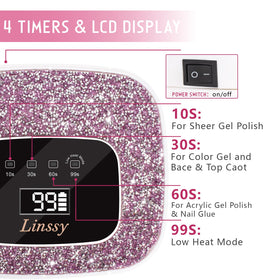 Linssy nail lamp with 4 timing presets for precise gel curing.