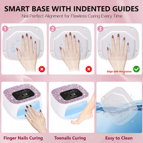 Linssy nail lamp with detachable base plate for hygienic cleaning.