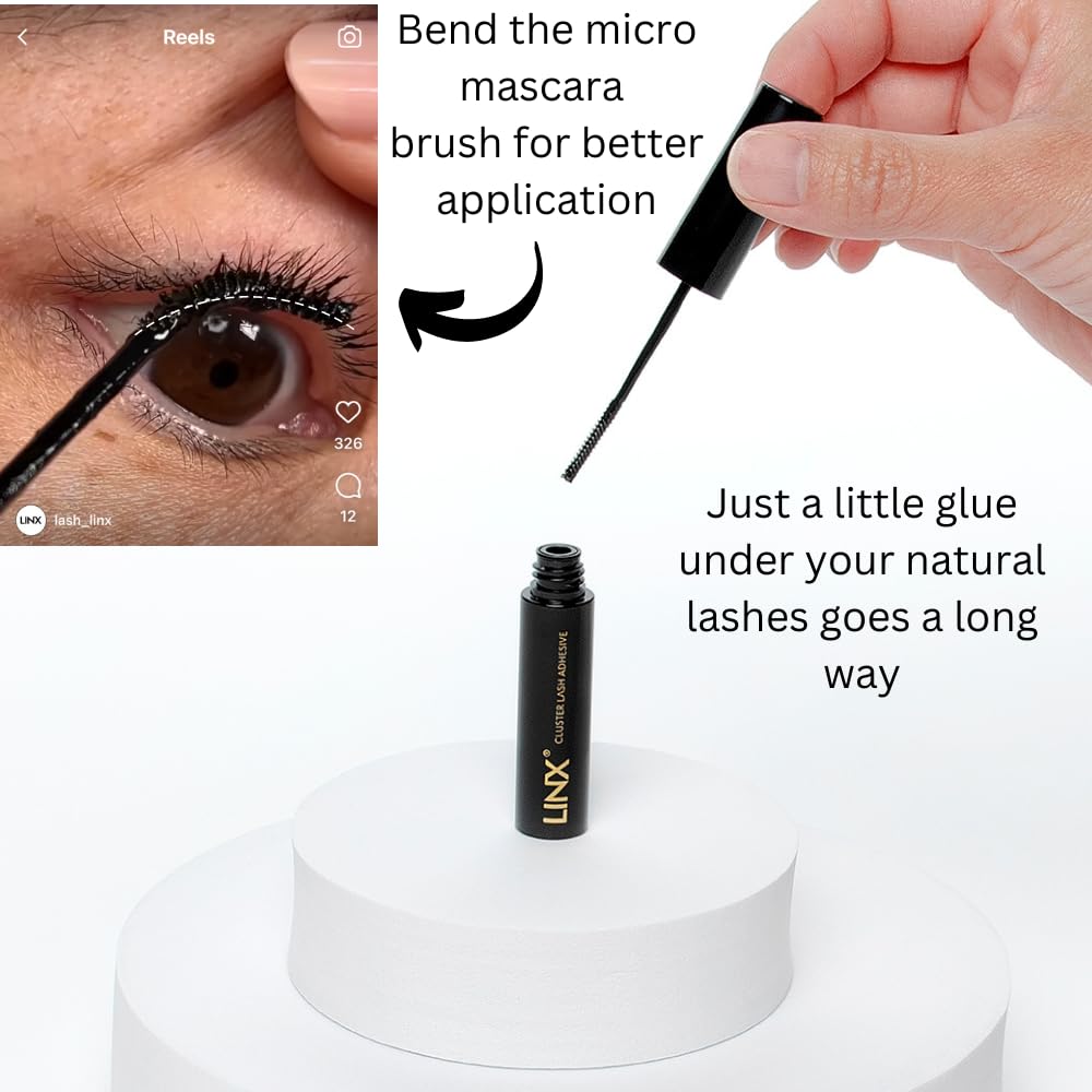 LINX lash glue dries black for seamless blend.