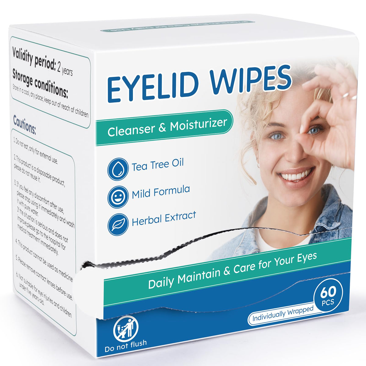 Linzercin eyelid wipes with tea tree oil for gentle cleansing and refreshed eyes