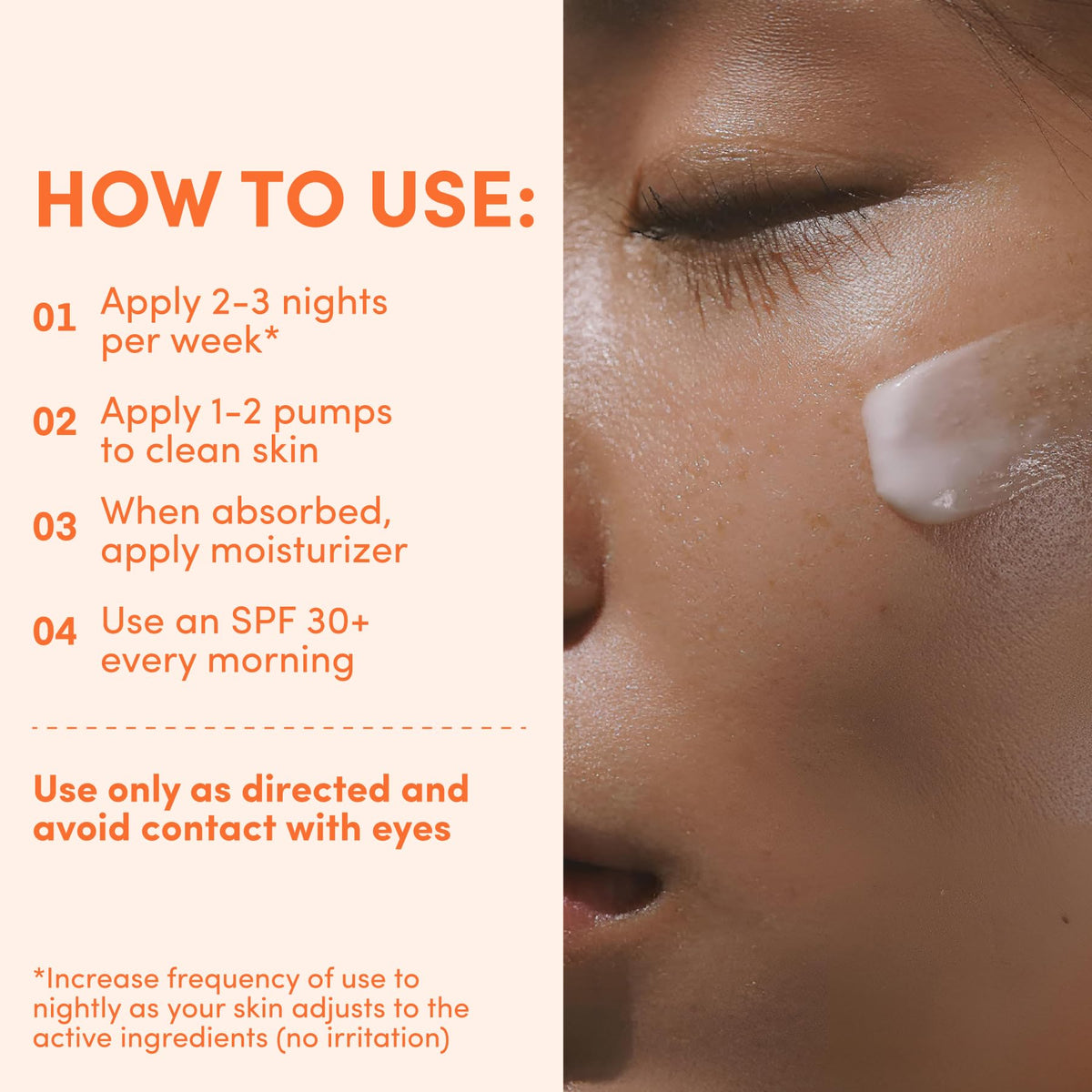 Night routine featuring Lion Pose serum for gentle nightly care.