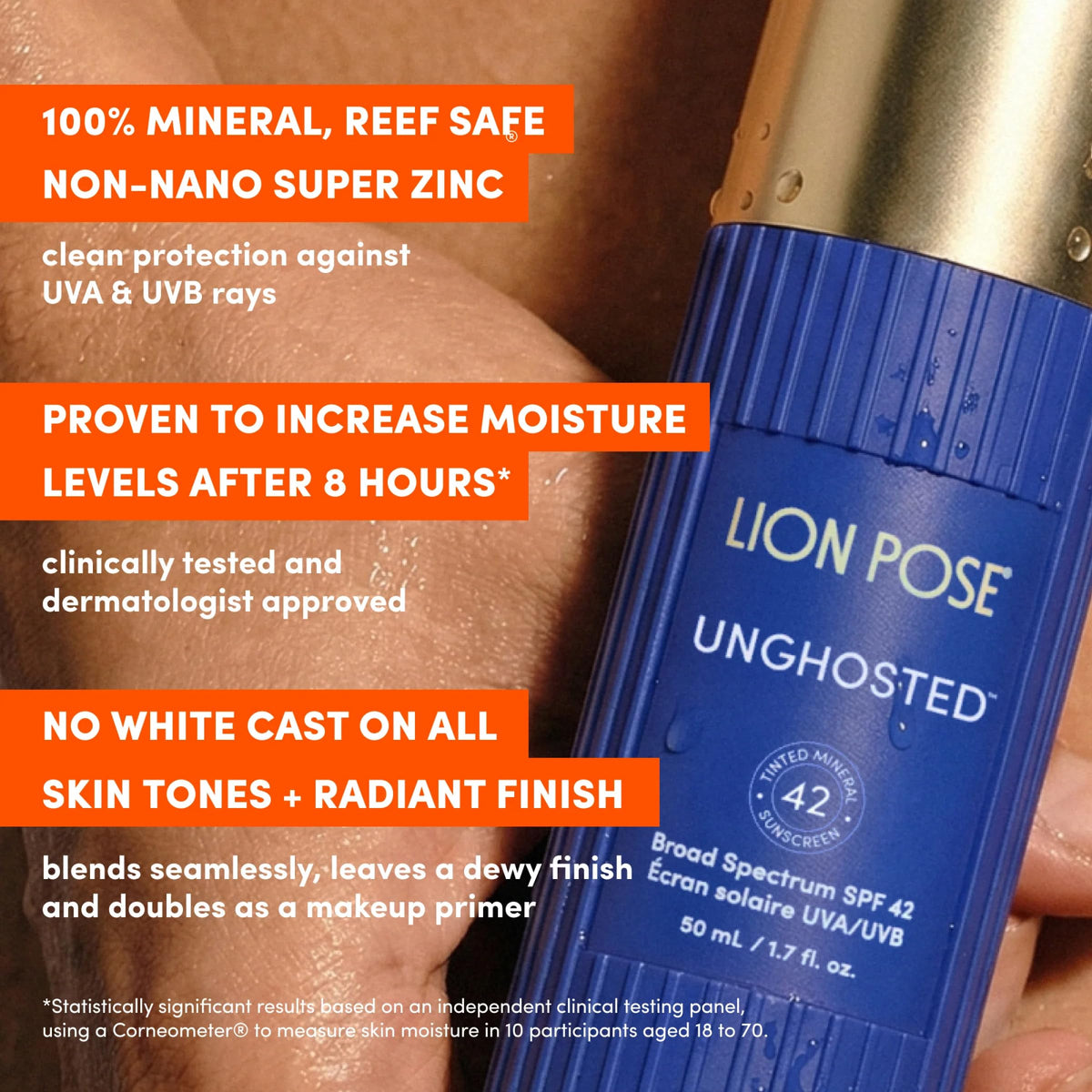 Lion Pose UNGHOSTED ingredient lineup includes hydration-boosting squalane and glycerin