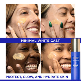Lion Pose UNGHOSTED sunscreen on face adds subtle glow for daily wear