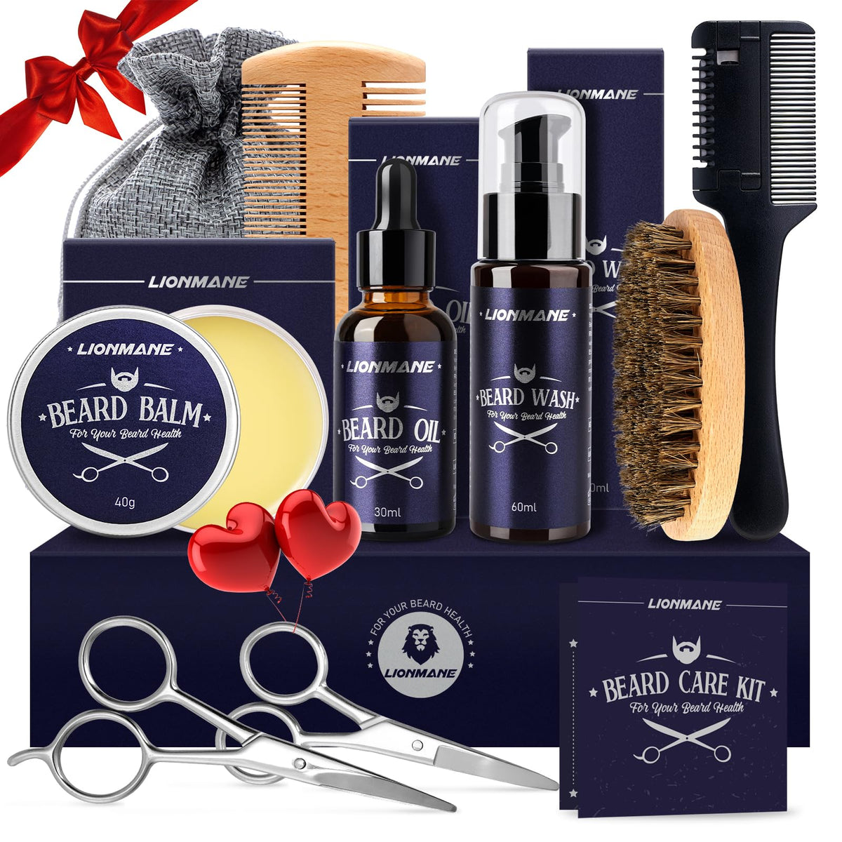 Lionmane storage bag and hair thinning comb for compact grooming.
