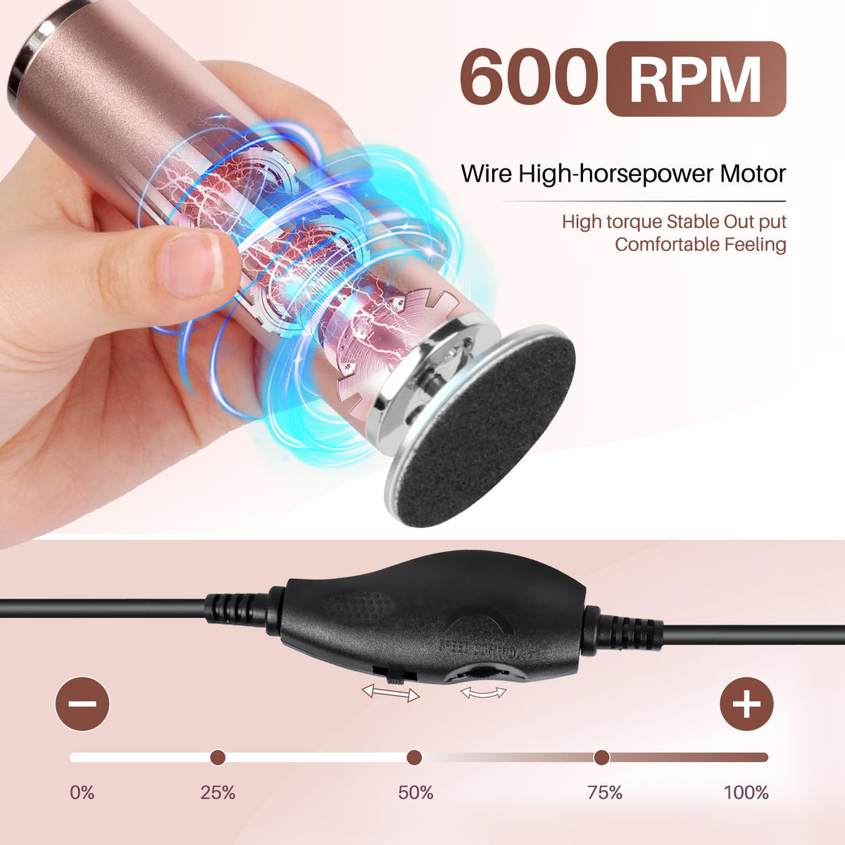 LionVision adjustable speed control enables customized foot care for different textures
