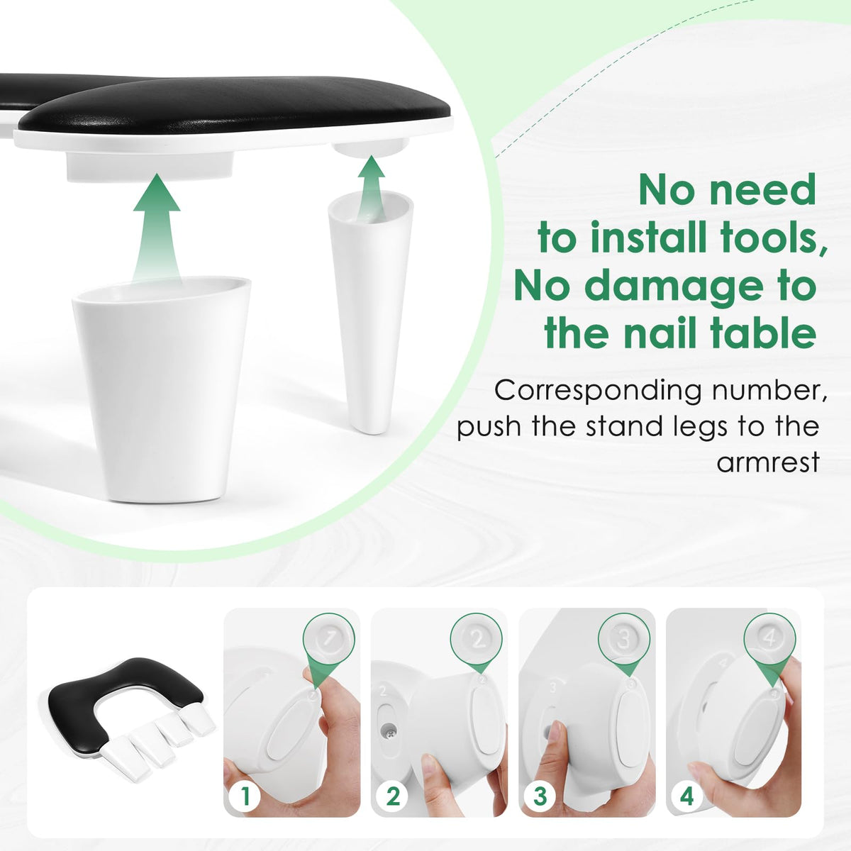 LIONVISION arm rest base with silicone pads stays steady during nail art