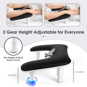 LionVision arm rest height-adjustable adapts to posture for comfortable nail work.