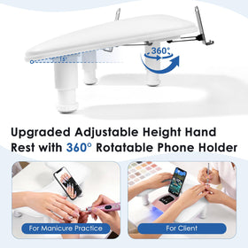 LIONVISON arm rest with built-in phone holder keeps clients relaxed during sessions.